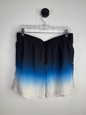 Hollister Men’s Medium Swim Trunks Ombré Blue Black White Mid-Thigh Board Shorts